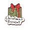 Printed Poplar Wood Pendants, Christmas Series, Box, 35x30x2mm, Hole: 1.6mm