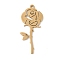 304 Stainless Steel Pendants, Flower Charm, Laser Cut, Ion Plating(IP), Real 18K Gold Plated, 41x17.5x1.5mm, Hole: 2mm