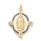 Brass Micro Pave Cubic Zirconia Pendants, with Enamel, Long-Lasting Plated, Real 18K Gold Plated, Oval with Saint, Midnight Blue, 26x20x2.5mm, Hole: 3mm