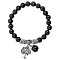8mm Natural Black Obsidian Stretch Bracelets, Tree of Life Alloy Charm  Bracelets for Women Men, Antique Silver
