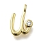 Brass Micro Pave Cubic Zirconia Pendants, Letter Charms, Rack Plating, Long-Lasting Plated, Cadmium Free & Lead Free, Letter U, 13x9x2mm, Hole: 1.6mm