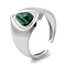 304 Stainless Steel Ring, Adjustable Synthetic Malachite Rings, 15mm, Inner Diameter: Adjustable
