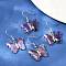 Natural Amethyst Brass Dangle Earrings, Rack Plating, Lead Free & Cadmium Free, Platinum, Butterfly, 31x20.5mm