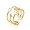 Star & Moon & Sun Ion Plating(IP) 304 Stainless Steel Open Cuff Ring Findings, Ring Setting with Round Tray, Real 18K Gold Plated, US Size 6 1/2(16.9mm), Tray: 2mm and 3mm