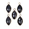 Synthetic Blue Goldstone Faceted Pendants, Brass Horse Eye Charms, Golden, 22.5x10.5x5~5.5mm, Hole: 2mm