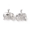 Brass Pendants, Elephant, Real Platinum Plated, 14.5x13.5x10mm, Hole: 3.5x1.5mm