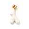 304 Stainless Steel Enamel Pendants, Coral Branch Charms, with Jump Ring, Ion Plating(IP), Real 18K Gold Plated, White, 18x9x3.5mm, Hole: 2.5mm