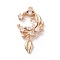 Brass Micro Pave Clear Cubic Zirconia Pendants, Flower, Light Gold, 23x13x3mm, Hole: 1mm