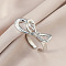 Exaggerated French Alloy Cuff Rings for Women, Bowknot, Platinum, Inner Diameter: 17mm