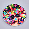 Printed Wooden Big Pendants, Dyed, Flat Round with Fashion Lady, Colorful, 60x2.5mm, Hole: 1.5mm