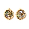 304 Stainless Steel Pave Natural Paua Shell Pendants, Golden, Flat Round with Starfish, 19x15.5x3mm, Hole: 1.5mm