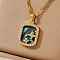 Simple Brass Clear Cubic Zirconia Square Star Pendant Necklaces, with Paua Shell, Golden, 15.75 inch(40cm)