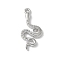 Brass Micro Pave Clear Cubic Zirconia Pendants, Cadmium Free & Nickel Free & Lead Free, Snake Charms, Platinum, 24.5x11.5x2.5mm, Hole: 1.5mm