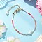Glass Seed Beaded Bracelets for Women, with Shell Pearl & Brass Beads, Pink, 7-1/8 inch(18cm)