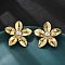 Brass ABS Plastic Imitation Pearl Flower Stud Earrings, Long-Lasting Plated, Lead Free & Cadmium Free, Real 18K Gold Plated, 31x32mm