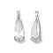 Platinum Brass Pendant, with Glass, Teardrop Charms, Clear, 18.5x6x4mm, Hole: 0.9mm