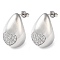 Teardrop with Heart Brass Micro Pave Clear Cubic Zirconia Stud Earrings, Long-Lasting Plated, Lead Free & Cadmium Free, Platinum, 21x14mm