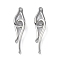 Brass Hook and Eye Clasps, Platinum, eye: 14.5x8x2mm, Hole: 1.6mm, hook: 23x7.5x2mm, hole: 1.5mm