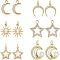SUPERFINDINGS 12Pcs 6 Styles Brass Cubic Zirconia Sun Moon and Star Charms Rhinestone Starry Dangle Charms Crystal Celestial Charm Pendants for DIY Jewelry Making,Hole:1.2-3mm