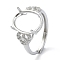Adjustable 925 Sterling Silver Ring Components,with Cubic Zirconia, For Half Drilled Beads, Real Platinum Plated, 1.5~6.5mm, Inner Diameter: 17mm