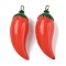 Opaque Acrylic Pendants, Pepper, with with Platinum Iron Loops, Red, 38x13mm, Hole: 2mm
