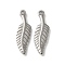 304 Stainless Steel Pendants, Feather Charm, Anti-Tarnish, Stainless Steel Color, 35x11x3.5mm, Hole: 2mm
