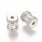 Brass Micro Pave Cubic Zirconia, Column, Clear, Platinum, 9x7.5mm, Hole: 2mm