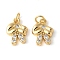 Brass Micro Pave Clear Cubic Zirconia Pendants, Lead Free & Cadmium Free, Long-Lasting Plated, Palm, Real 18K Gold Plated, 11x8.5x2.5mm