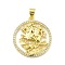 Rack Plating Brass Micro Pave Cubic Zirconia Pendants, Saint George Medal, Lead Free & Cadmium Free, Long-Lasting Plated, Real 18K Gold Plated, 25.5x22.5x3.5mm, Hole: 3.5x4.5mm