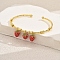 Cute and Sweet Brass Enamel Cuff Bangles, Charm Bangles for Women, Strawberry, Inner Diameter: 2-3/8 inch(6cm)