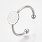 Non-Tarnish 201 Stainless Steel Cuff Finger Rings Components, Pad Ring Base Settings, Flat Round, Stainless Steel Color, Tray: 8mm, US Size 6 1/2(16.9mm), 1.5~3mm