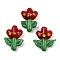 Handmade Lampwork Beads, Flower, FireBrick, 24x17x9.5mm, Hole: 1.2mm
