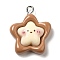 Opaque Resin Pendants, with Platinum Plated Iron Loops, Star, 25x21x8mm, Hole: 2.5mm
