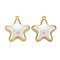 Rack Plating Alloy Pendants, with Electroplate ABS Plastic Imitation Pearl Beads, Star, White, 24.5x21.5x6.5mm, Hole: 1.6mm