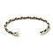 Stainless Steel Cuff Bangle Making, with Golden Tone Brass Finding, for Half Drilled Beads, Colorful, Inner Diameter: 1-3/4x2-3/8 inch(4.6x6cm), Pin: 1mm