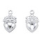 Non-Tarnish 201 Stainless Steel Pendants, Heart with Flower, Stainless Steel Color, 21x13x2.5mm, Hole: 2mm