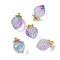 Transparent Glass Pendants, Strawberry, with Golden Alloy Enamel Findings, Two Tone, Lilac, 18x12x10.5mm, Hole: 1.5mm