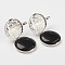 Natural Dyed & Heated Black Agate Pendants, with Brass Diffuser Locket Findings, Flat Round with Tree, 31x26x8mm, Hole: 4mm