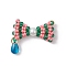 Glass Seed Beaded Bowknot Pendants, with 304 Stainless Steel Jump Rings & Teardrop, Colorful, 25.5x28.5x8mm, Hole: 3mm