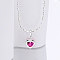 925 Sterling Silver Pave Cubic Zirconia Birthstone Heart Pendant Necklaces for Women, Silver Color Plated, Old Rose, 15.75 inch(40cm)