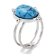 304 Stainless Steel Ring, Adjustable Synthetic Turquoise Rings, Oval, 15.5x21.5mm, Inner Diameter: Adjustable