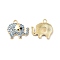 Alloy Rhinestone Pendants, Golden Tone Elephant Charms, Light Sapphire, 17x18.5x3mm, Hole: 2mm