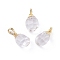 Natural Quartz Crystal Pendants, Rock Crystal Pendants, with Brass Bails, Faceted, Teardrop, Golden, 19~21x12~14x11~15mm, Hole: 5x3mm