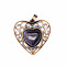 Retro Hollow Synthetic Blue Goldstone Pendants, Heart Pendants, with Red Copper Metal Finding, 30x30x8mm