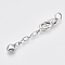 Chain Extender, Iron Links with Brass Charms & Lobster Claw Clasps, Cadmium Free & Lead Free, Heart, Platinum, 64mm, Clasp: 17x10x4mm, Extend Chain: 38mm, Jump Ring: 8x1mm, Inner Diameter: 6mm