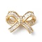 Bowknot Rack Plating Brass Micro Pave Clear Cubic Zirconia Connector Charms, Long-Lasting Plated, Cadmium Free & Lead Free, Real 18K Gold Plated, 18x23x7mm, Hole: 1mm
