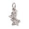 Brass Micro Pave Cubic Zirconia Charms, Cadmium Free & Lead Free, with Jump Rings, 3-Star Charms, Platinum, 13x7x1.5mm, Hole: 3.4mm