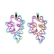 304 Stainless Steel Pendants, Abstract Woman Face, Rainbow Color, 35x24x1mm, Hole: 5mm