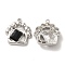 Alloy Pendant, with Glass, Platinum, Lead Free & Cadmium Free, Bag Charm, Black, 22x20x4.5mm, Hole: 1.5mm