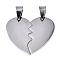 Tarnish Resistant 304 Stainless Steel Split Pendants, Double Side Polished, Heart, Stainless Steel Color, 26x31x1.5mm, Hole: 4x9mm